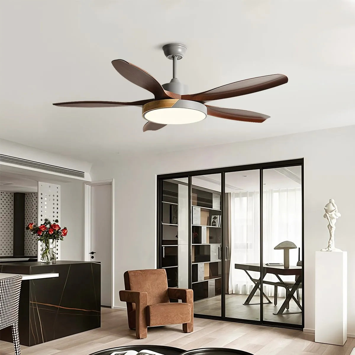 Nordic Living Room Ceiling Fan with Light | Desfino