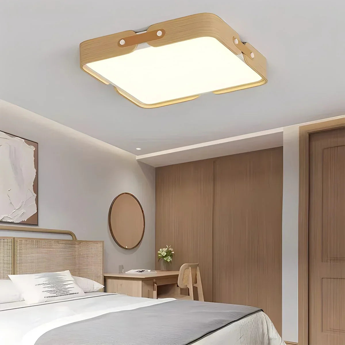 Nordic Wood Ceiling Light for Bedroom | Desfino