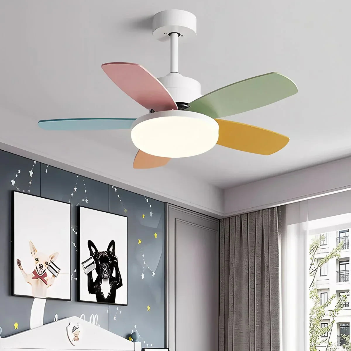 Nordic Colorful Leaf Ceiling Fan Light | Desfino