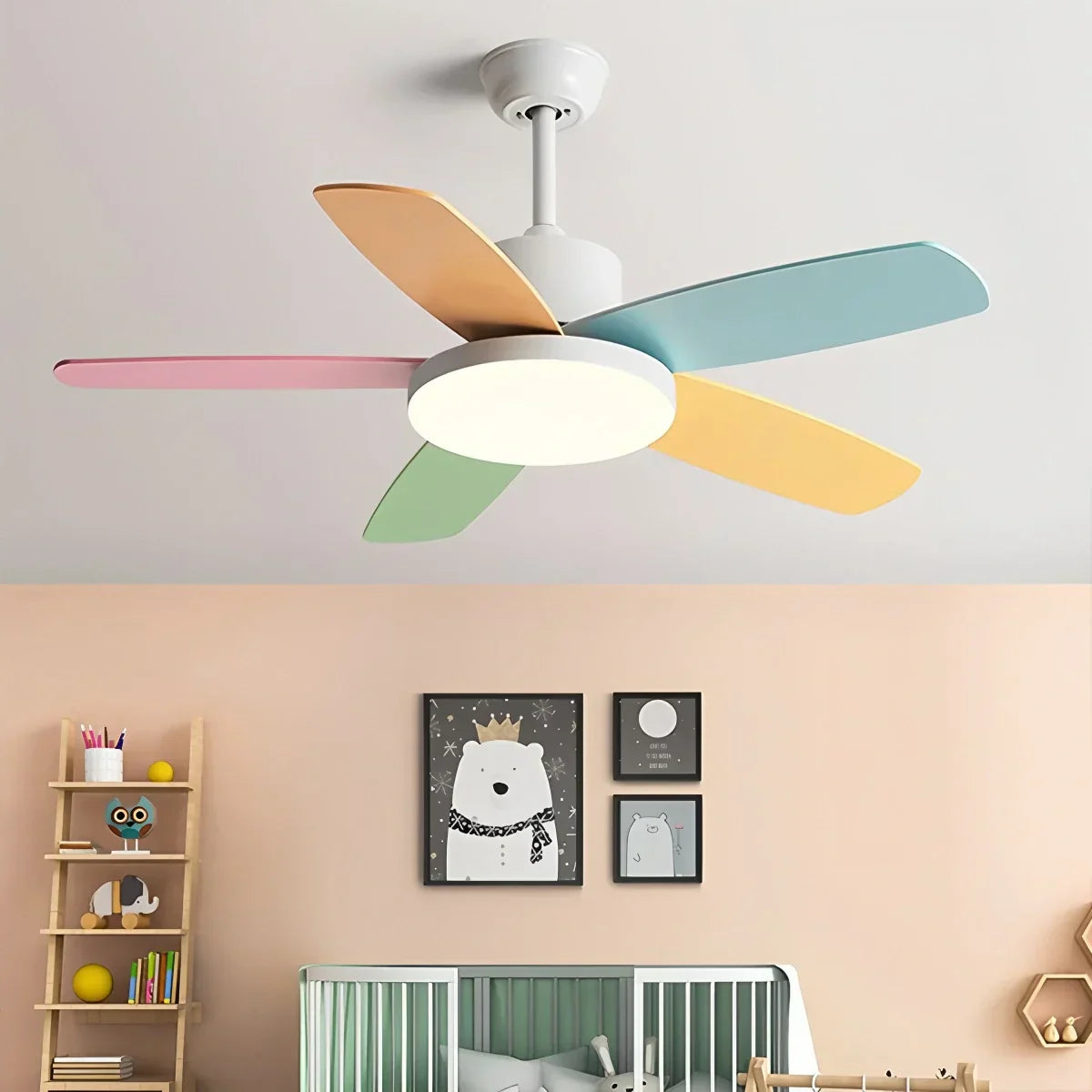 Nordic Colorful Leaf Ceiling Fan Light | Desfino
