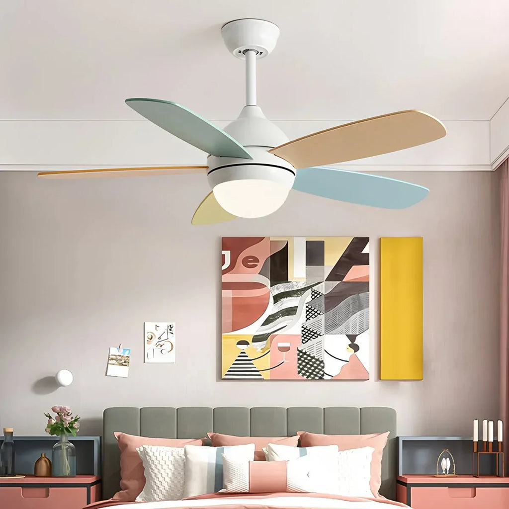 Nordic Colorful Leaf Ceiling Fan Light | Desfino
