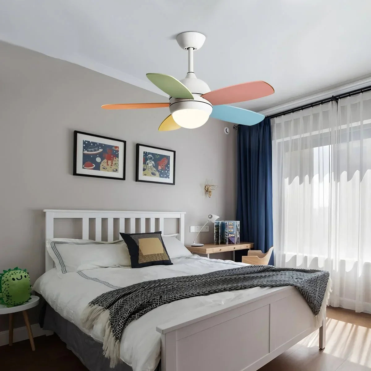 Nordic Colorful Leaf Ceiling Fan Light | Desfino
