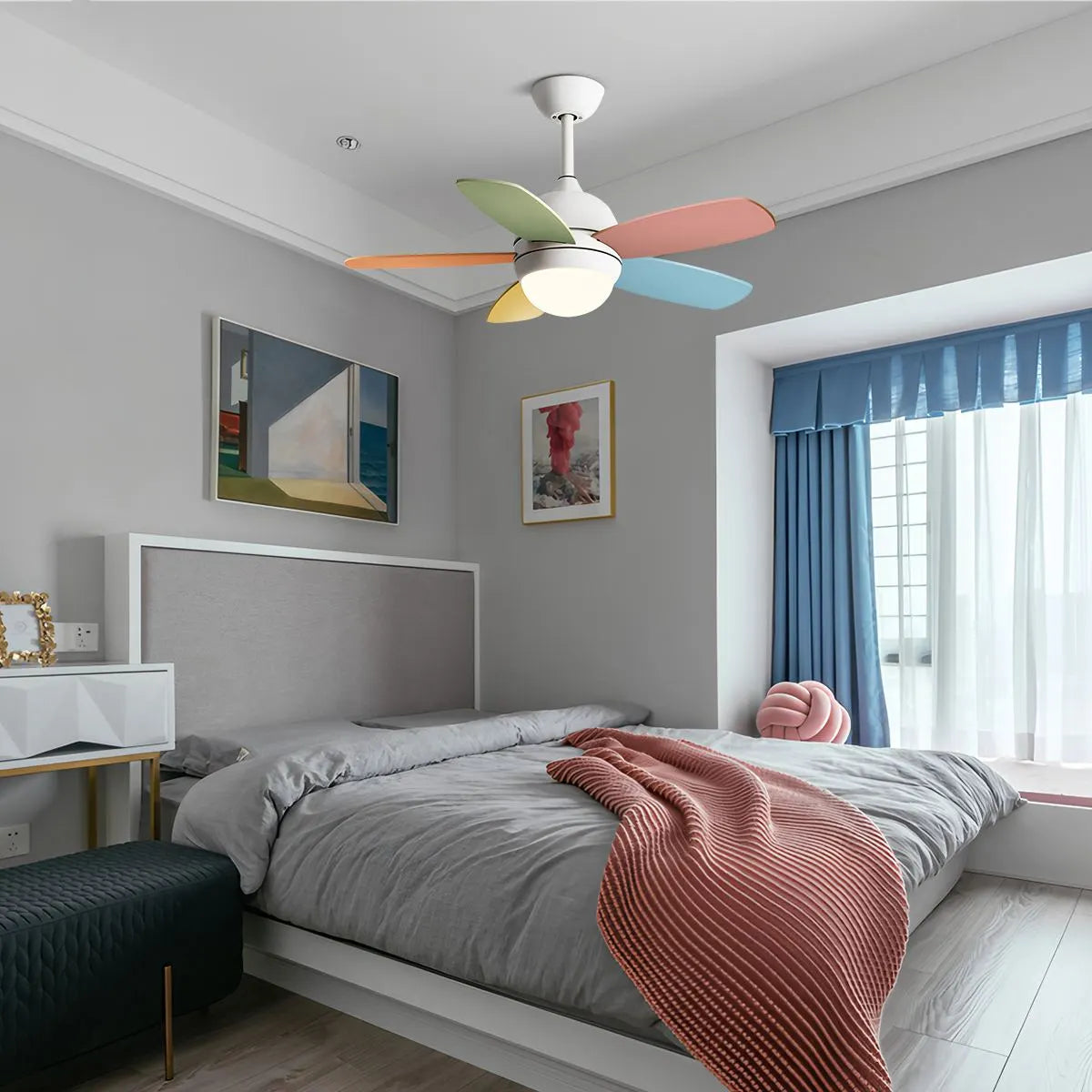 Nordic Colorful Leaf Ceiling Fan Light | Desfino