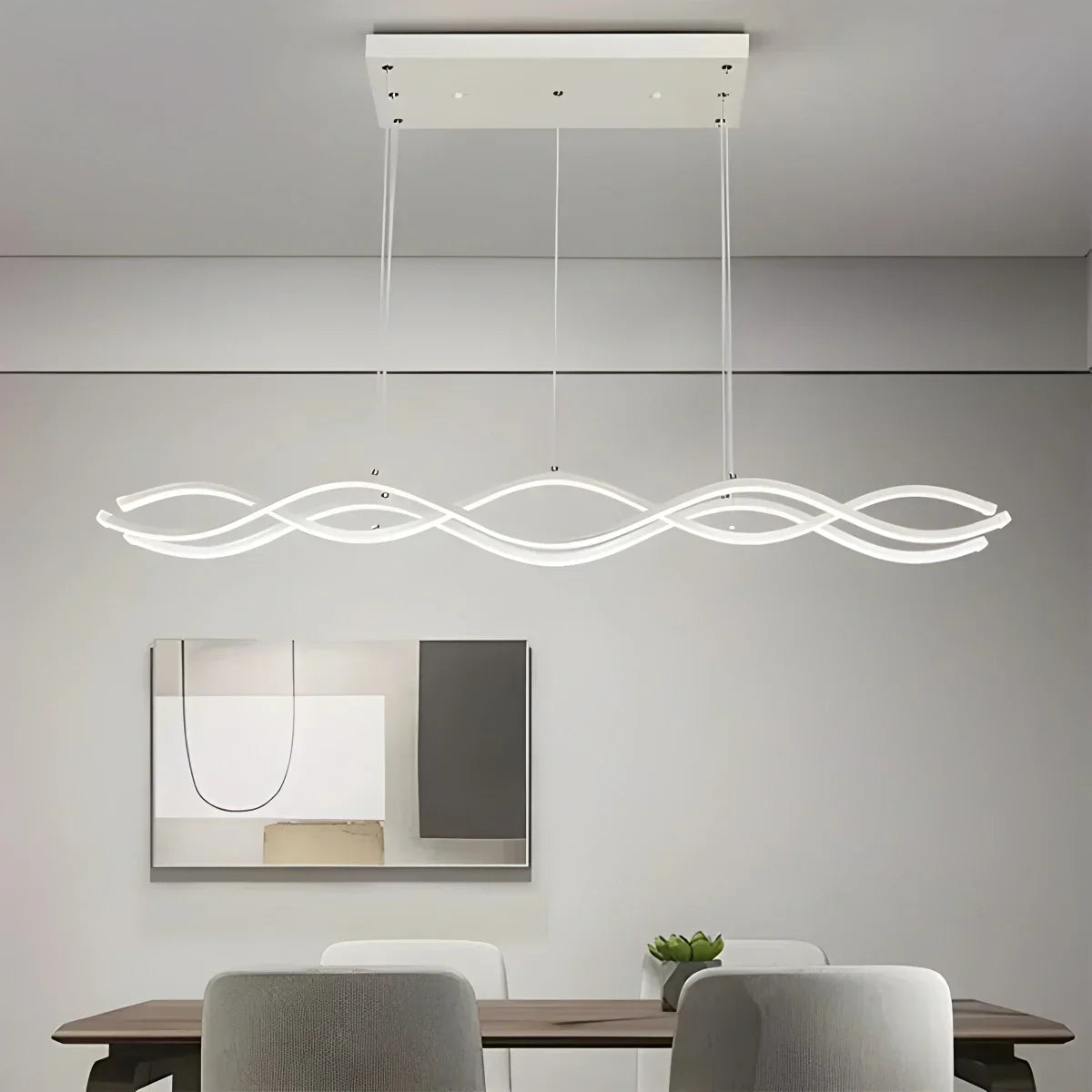 Nordic Minimalist Wave Long Pendant Light | Desfino