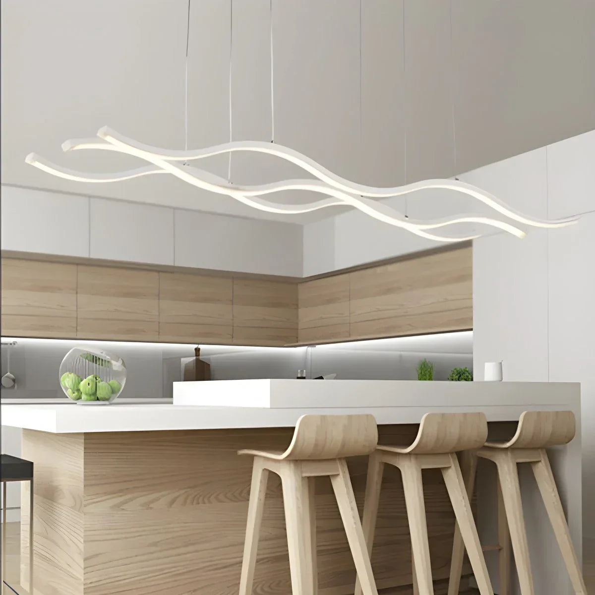 Nordic Minimalist Wave Long Pendant Light | Desfino