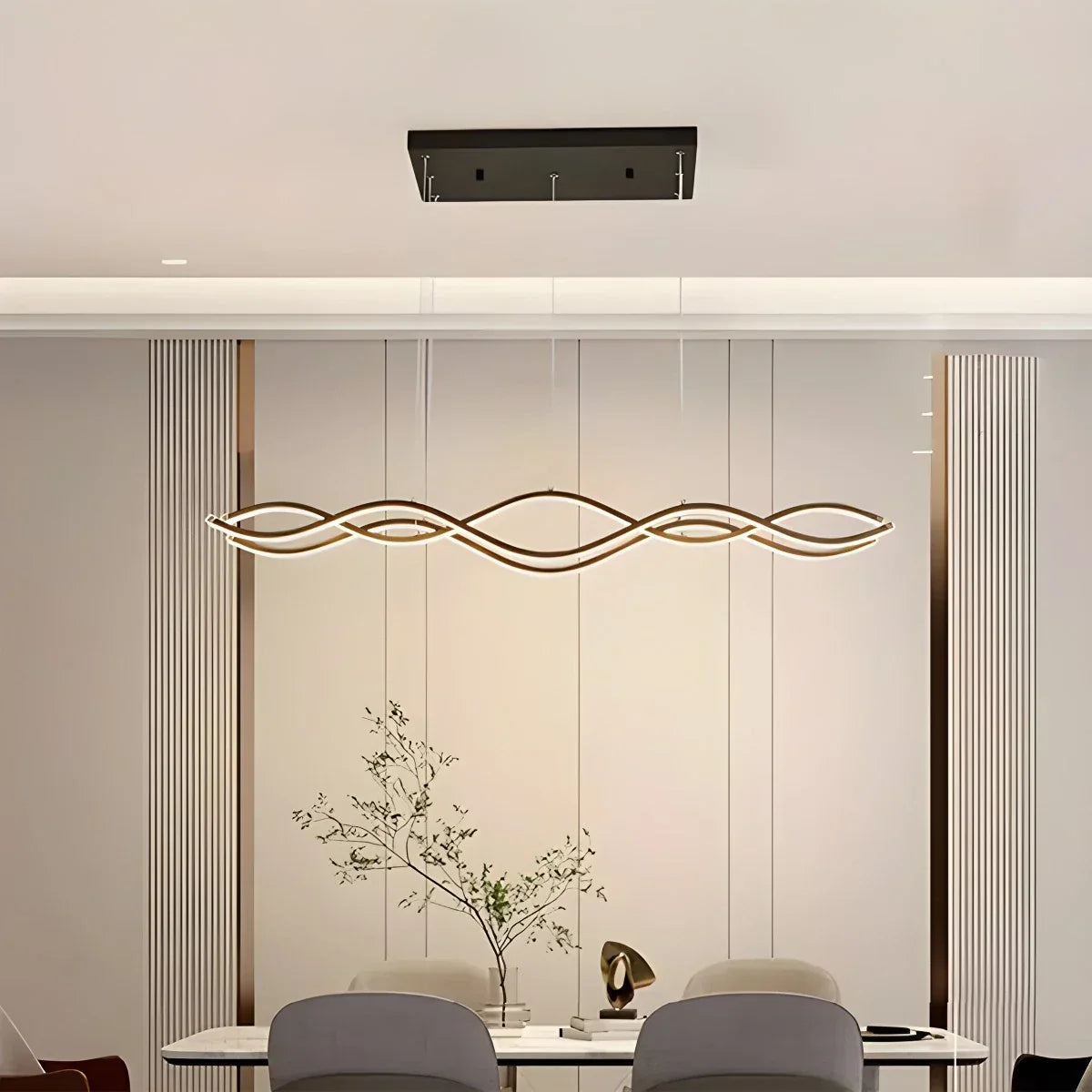 Nordic Minimalist Wave Long Pendant Light | Desfino
