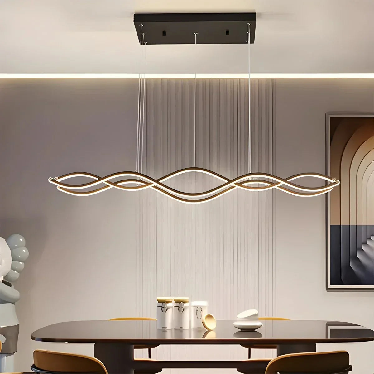 Nordic Minimalist Wave Long Pendant Light | Desfino
