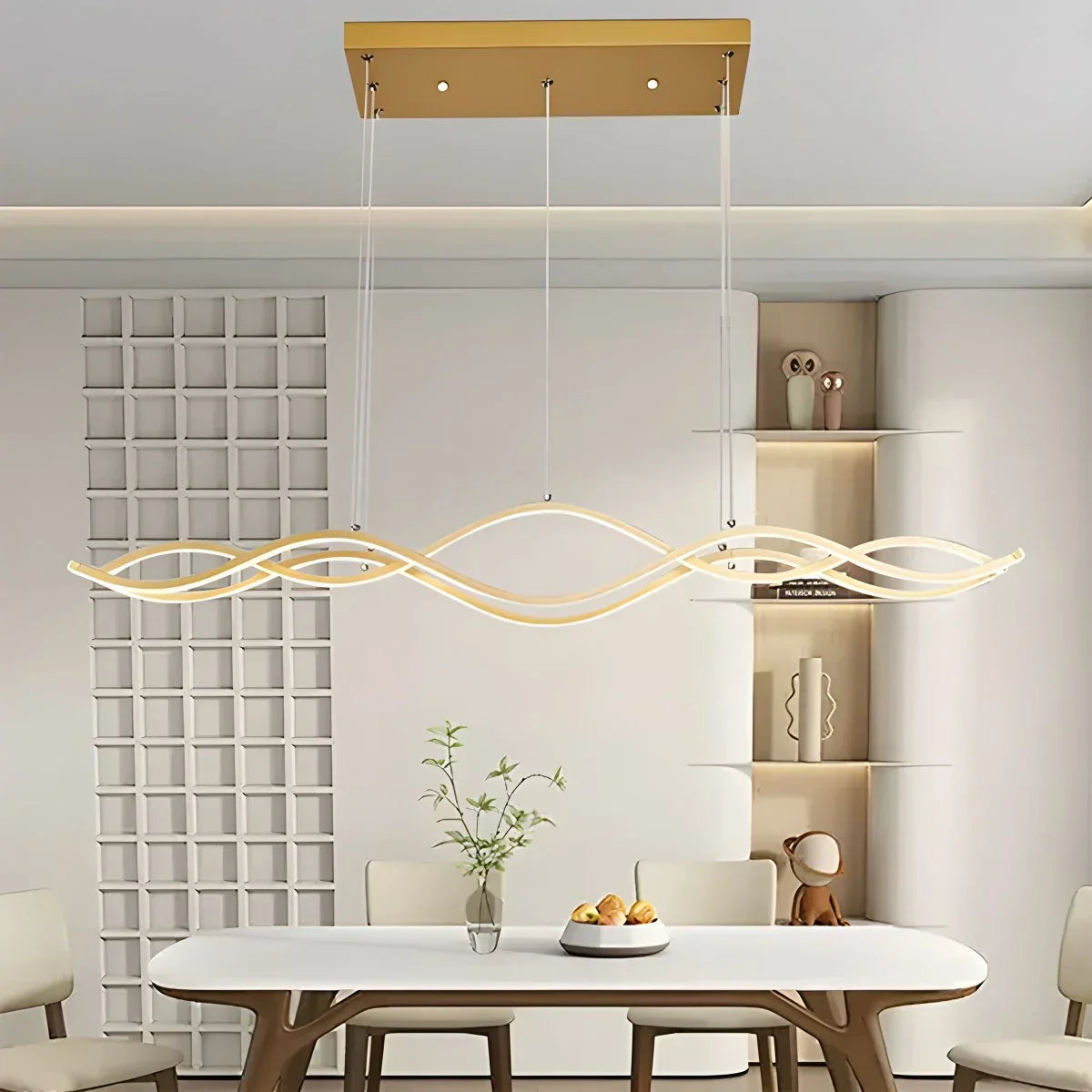 Nordic Minimalist Wave Long Pendant Light | Desfino