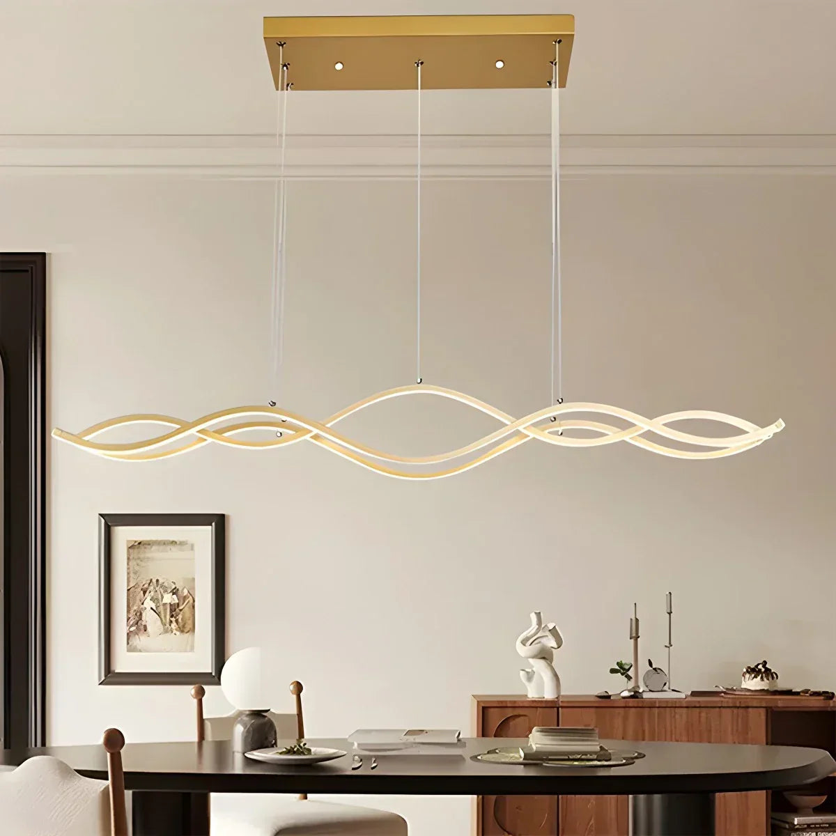 Nordic Minimalist Wave Long Pendant Light | Desfino