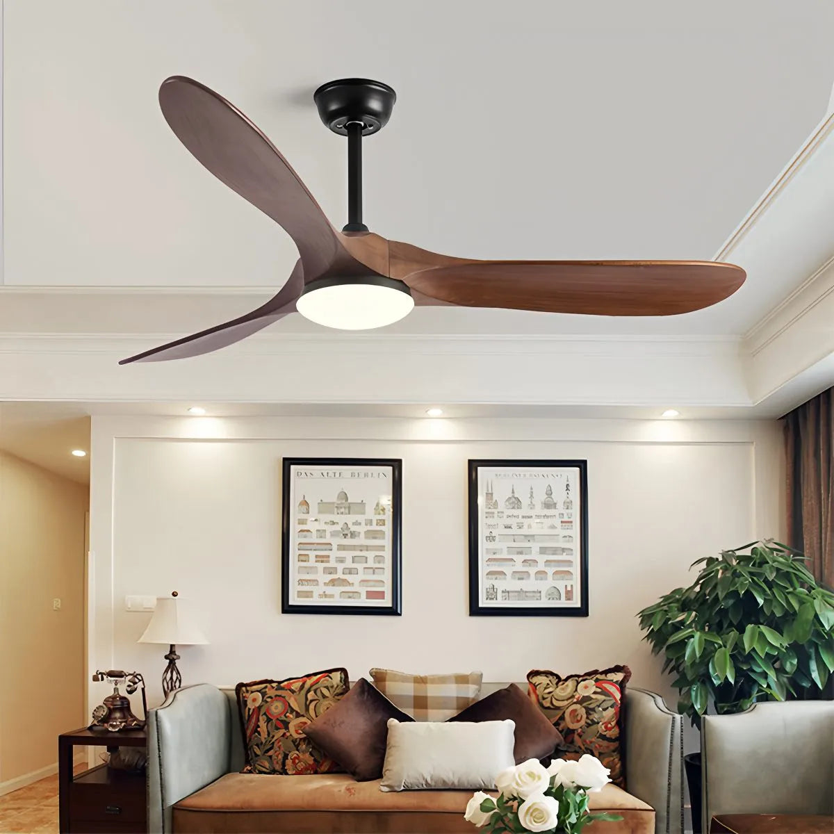 Nordic Wood Ceiling Fan with Light | Desfino