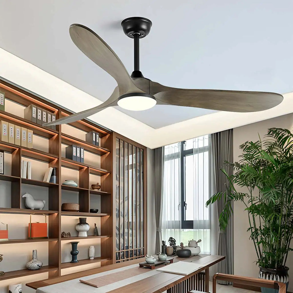 Nordic Wood Ceiling Fan with Light | Desfino
