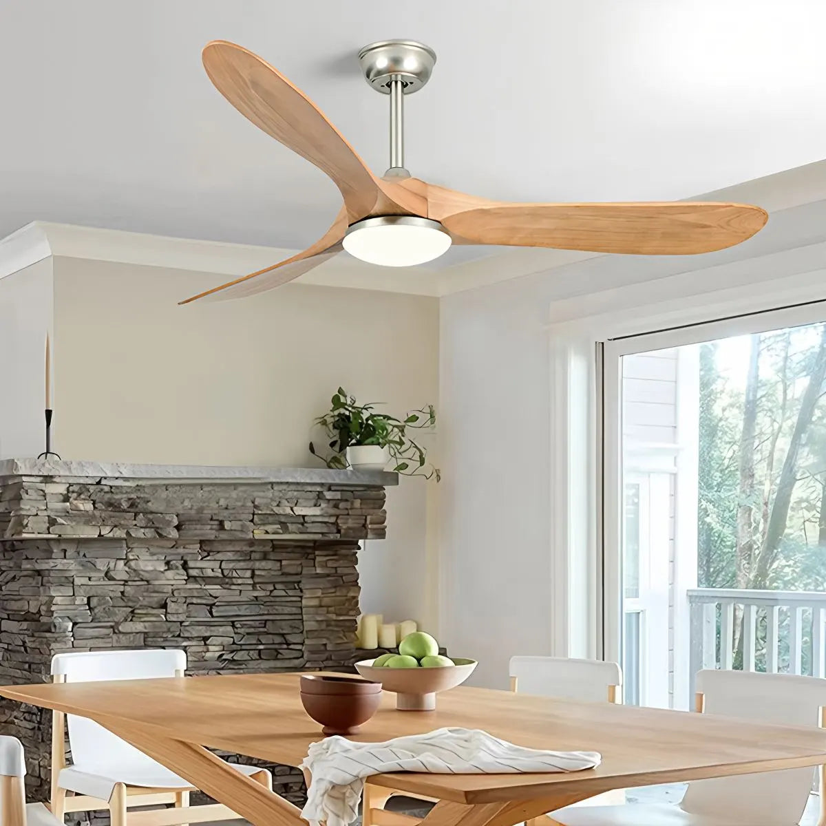 Nordic Wood Ceiling Fan with Light | Desfino