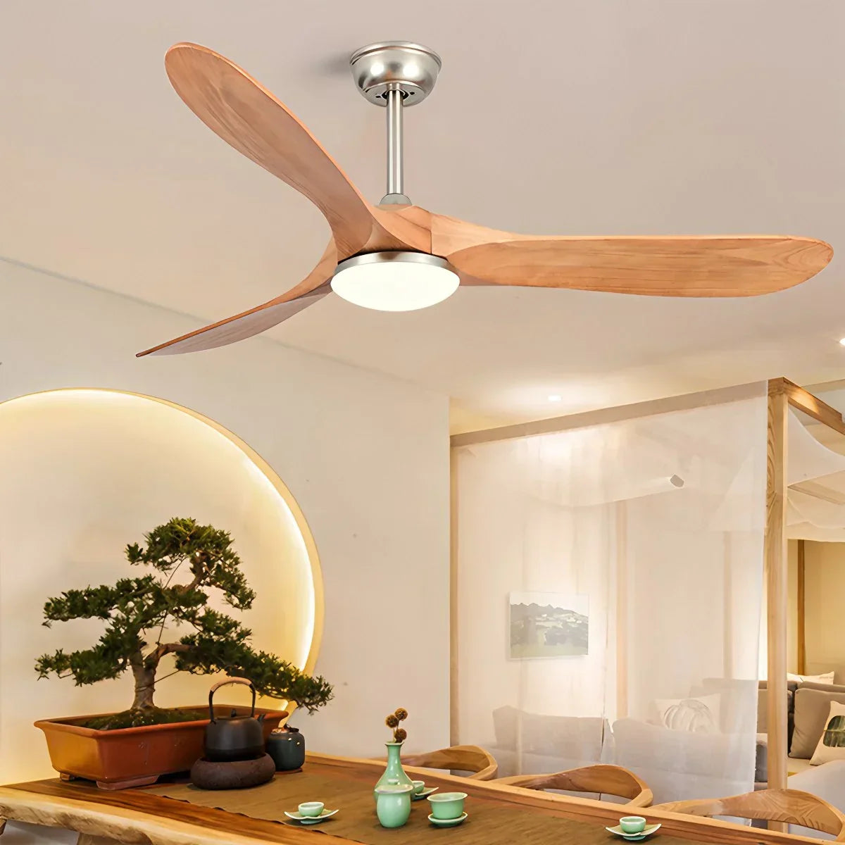 Nordic Wood Ceiling Fan with Light | Desfino