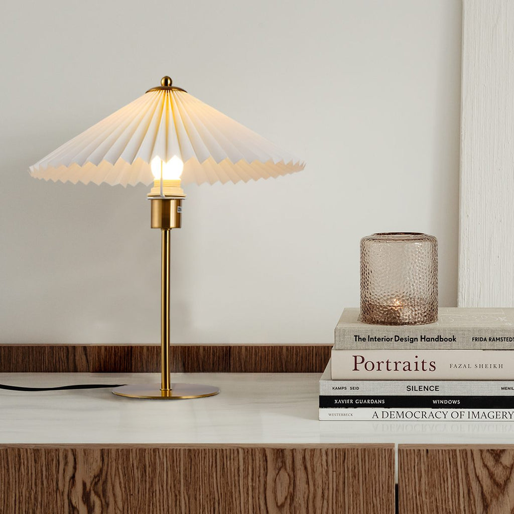 Perla Pleated Table Lamp for Bedroom | Desfino