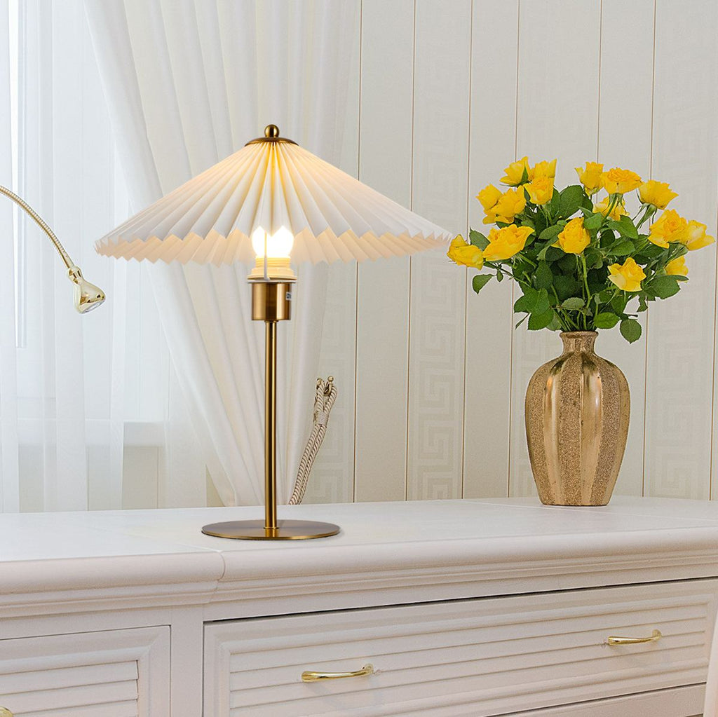 Perla Pleated Table Lamp for Bedroom | Desfino