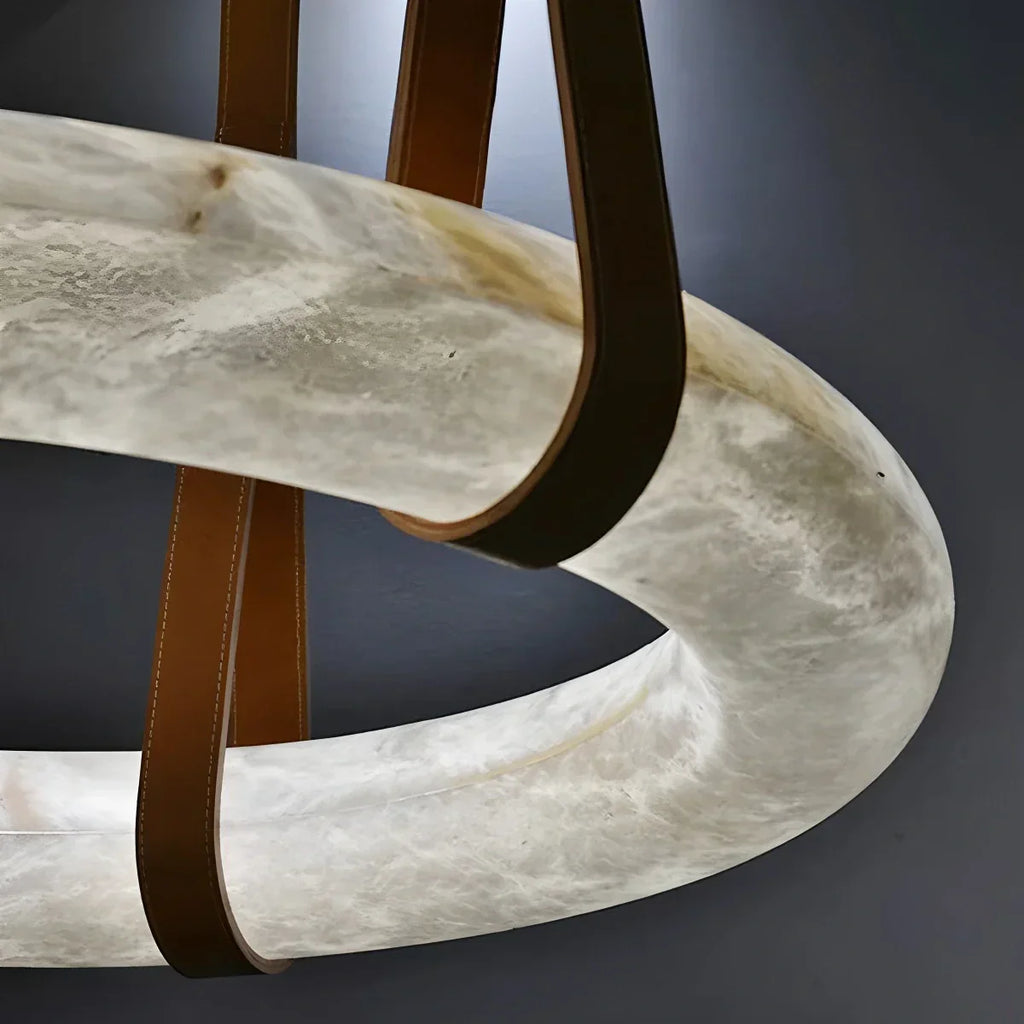 Einfache Ring-Pendelleuchte aus spanischem Alabaster für das Wohnzimmer | Desfino