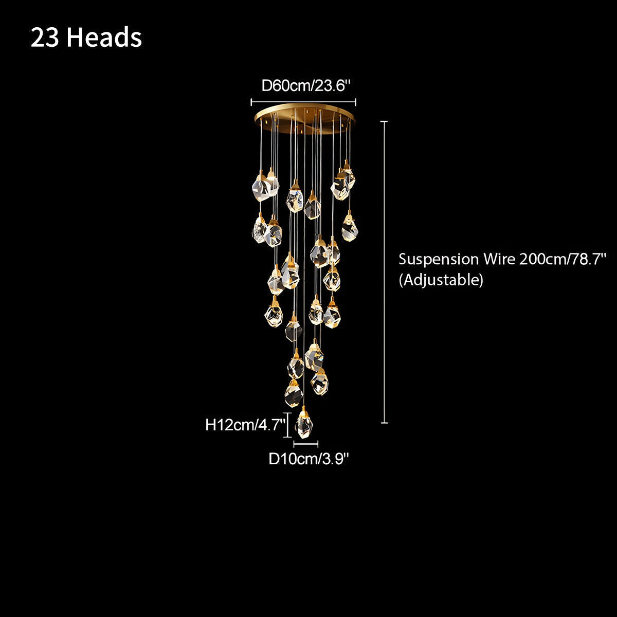 Rock Crystal Rain Chandelier for Living Room | Desfino