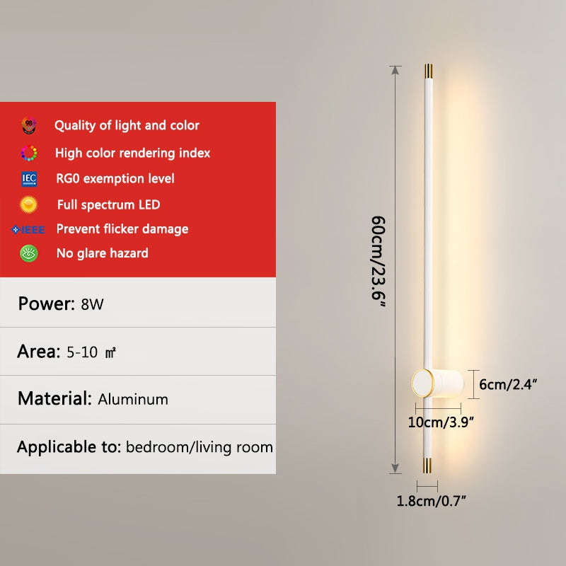 Long Roman Column Wall Lamp for Bedroom | Desfino