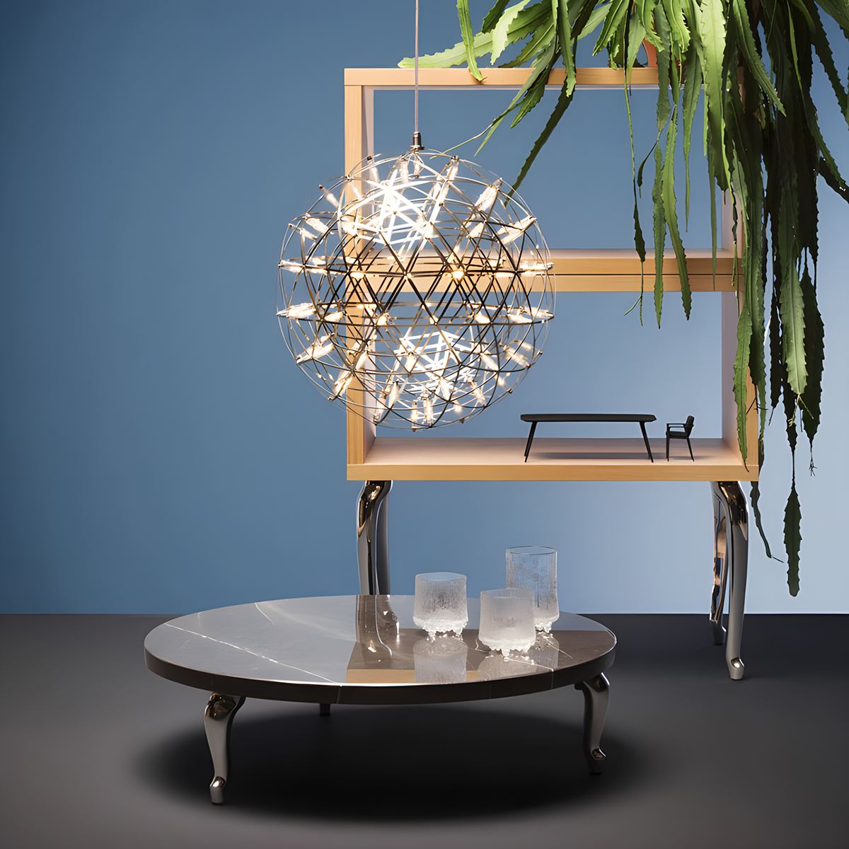 Silver Fire Ball Pendant Light for Dining Room | Desfino