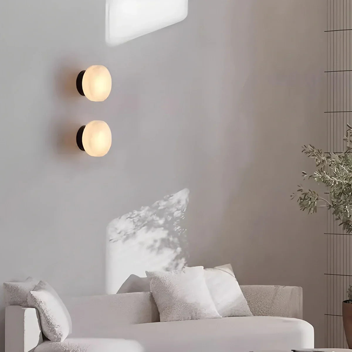 Simple Round Spanish Alabaster Wall Light for Hallway | Desfino