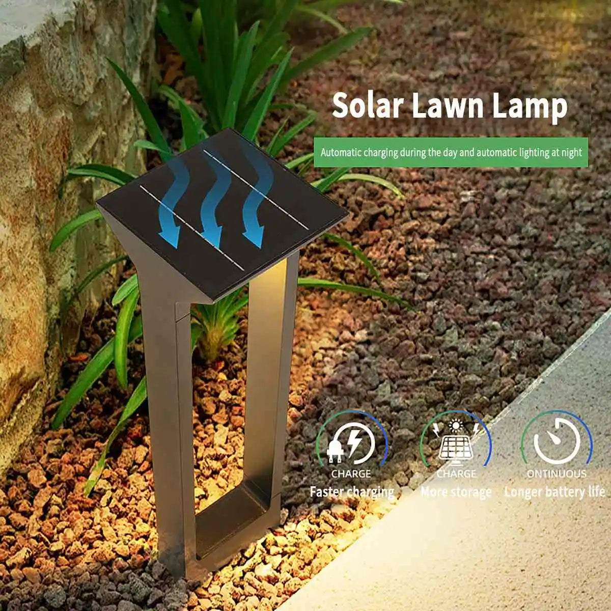 Rechteckige Solar-Stehlampe für den Außenbereich | Desfino