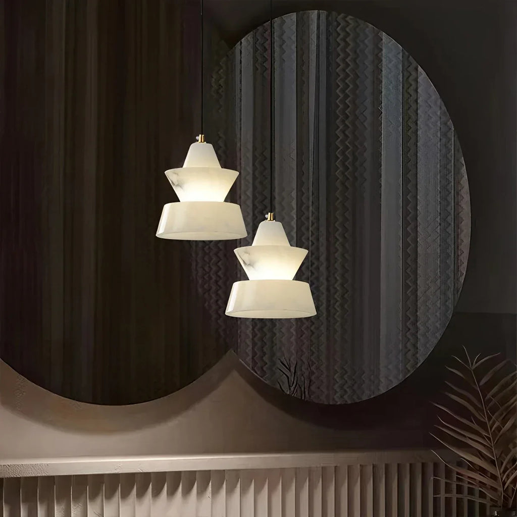 Spanische Pendelleuchte aus Alabaster und Nachttischlampe | Desfino