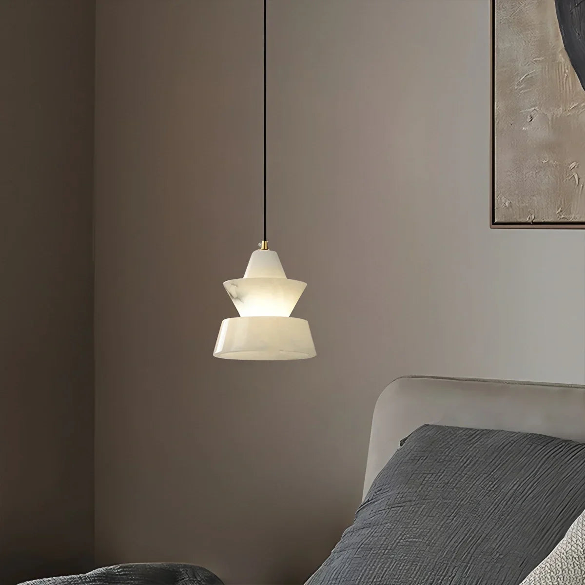 Spanische Pendelleuchte aus Alabaster und Nachttischlampe | Desfino
