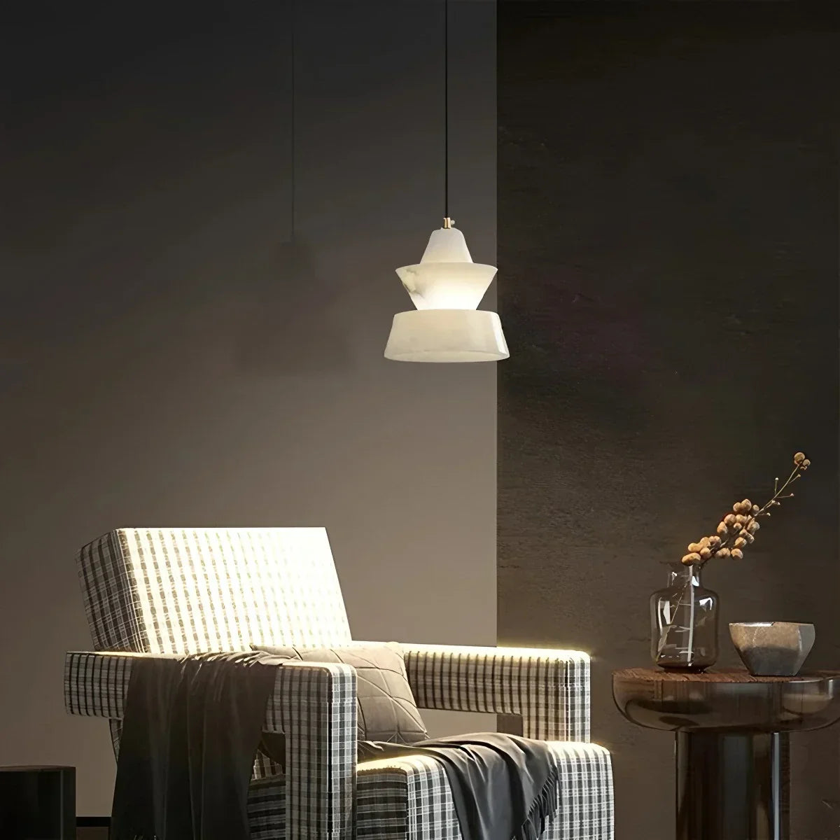 Spanische Pendelleuchte aus Alabaster und Nachttischlampe | Desfino