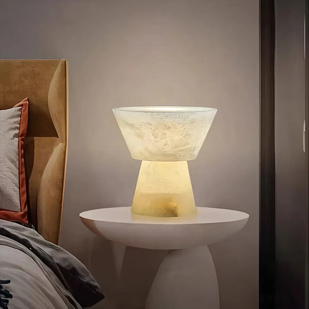 Spanische spanische Alabaster-Tischlampe mit Pilzkopf | Desfino
