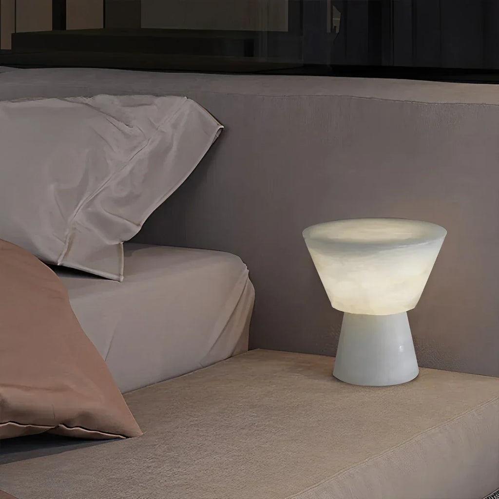 Spanische spanische Alabaster-Tischlampe mit Pilzkopf | Desfino