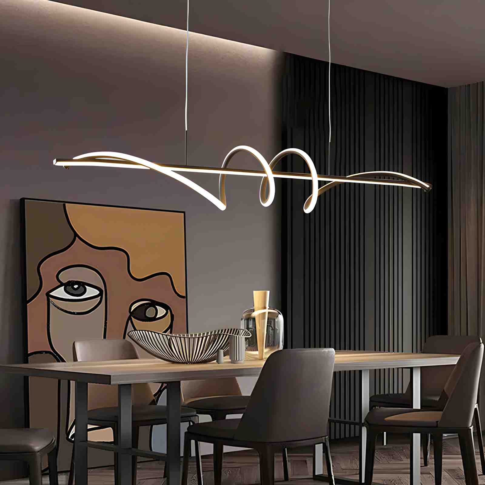 Linearer Kronleuchter Wave für das Esszimmer | Desfino