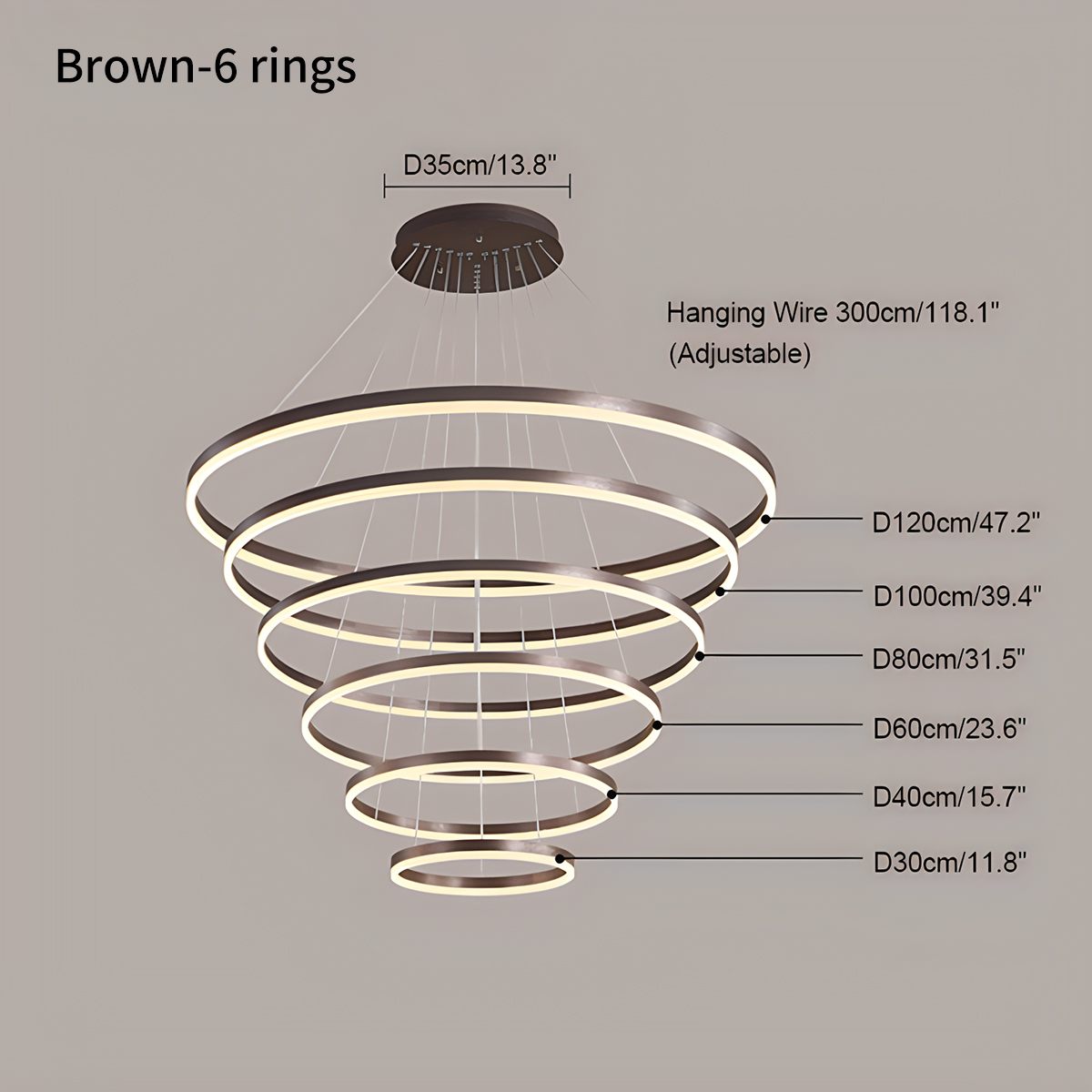 Mehrstufiger Ringkronleuchter mit mehreren Ringen | Desfino