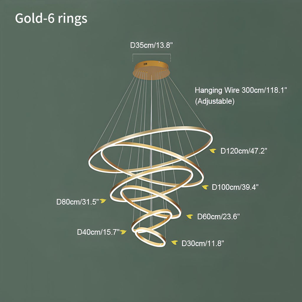 Mehrstufiger Ringkronleuchter mit mehreren Ringen | Desfino