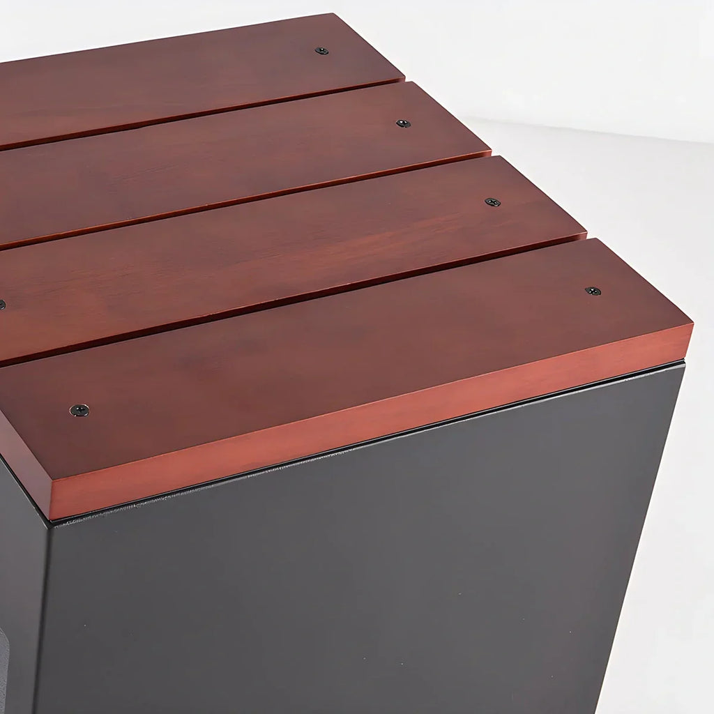 Solar Wooden Square Stool Outdoor Light | Desfino