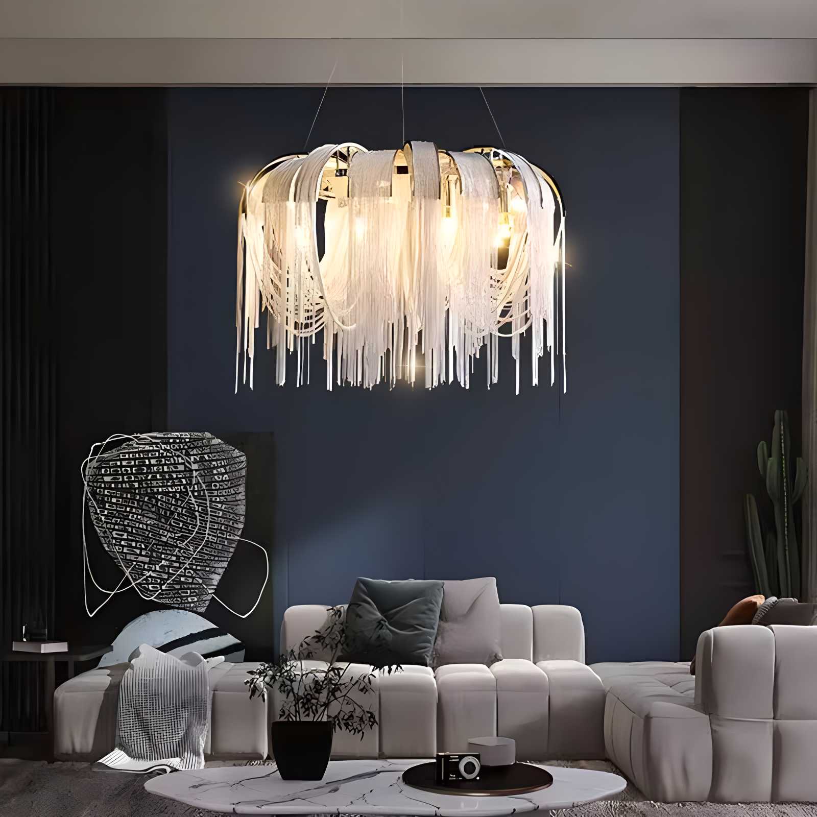 Aluminum Tassel Chandelier for Living Room | Desfino