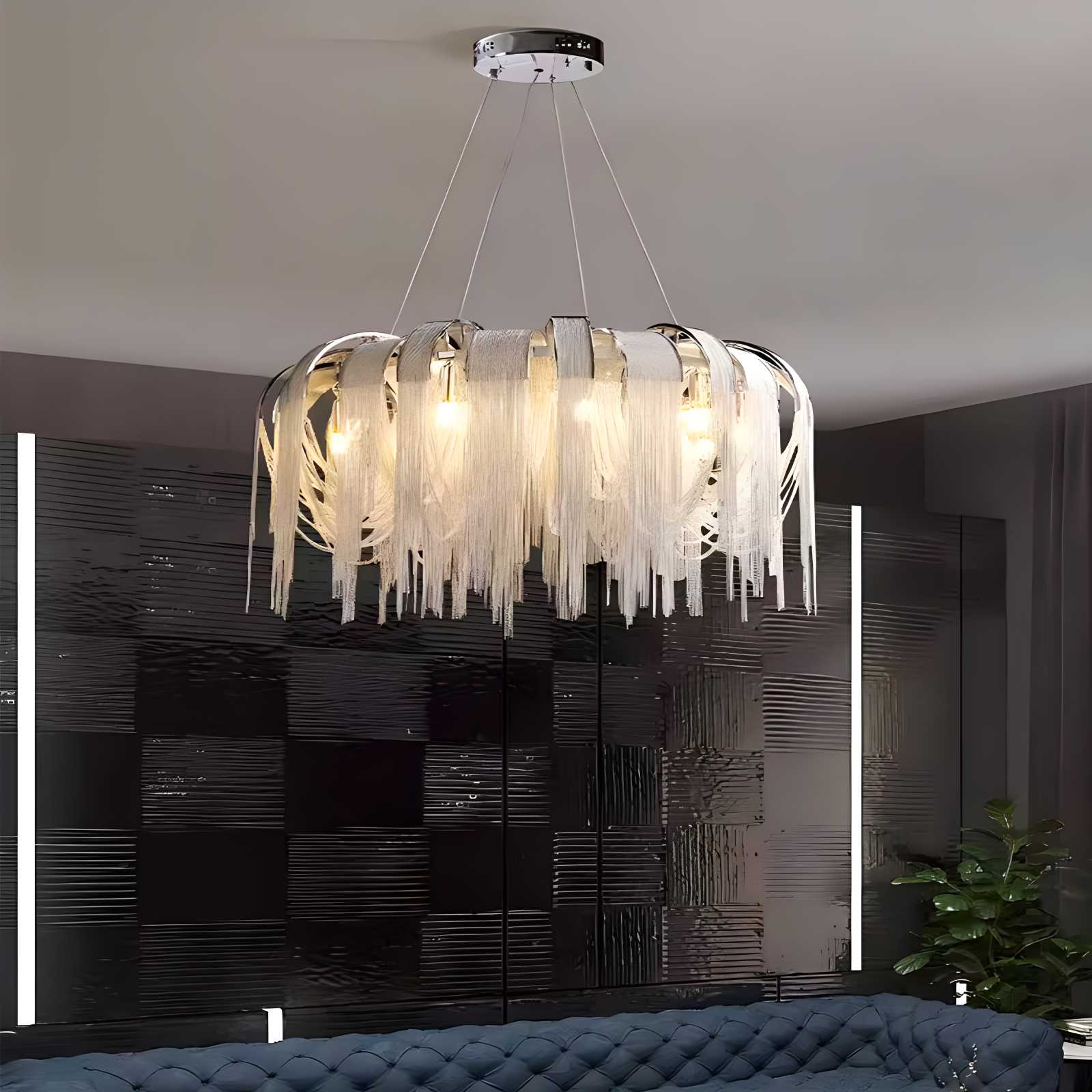 Aluminum Tassel Chandelier for Living Room | Desfino