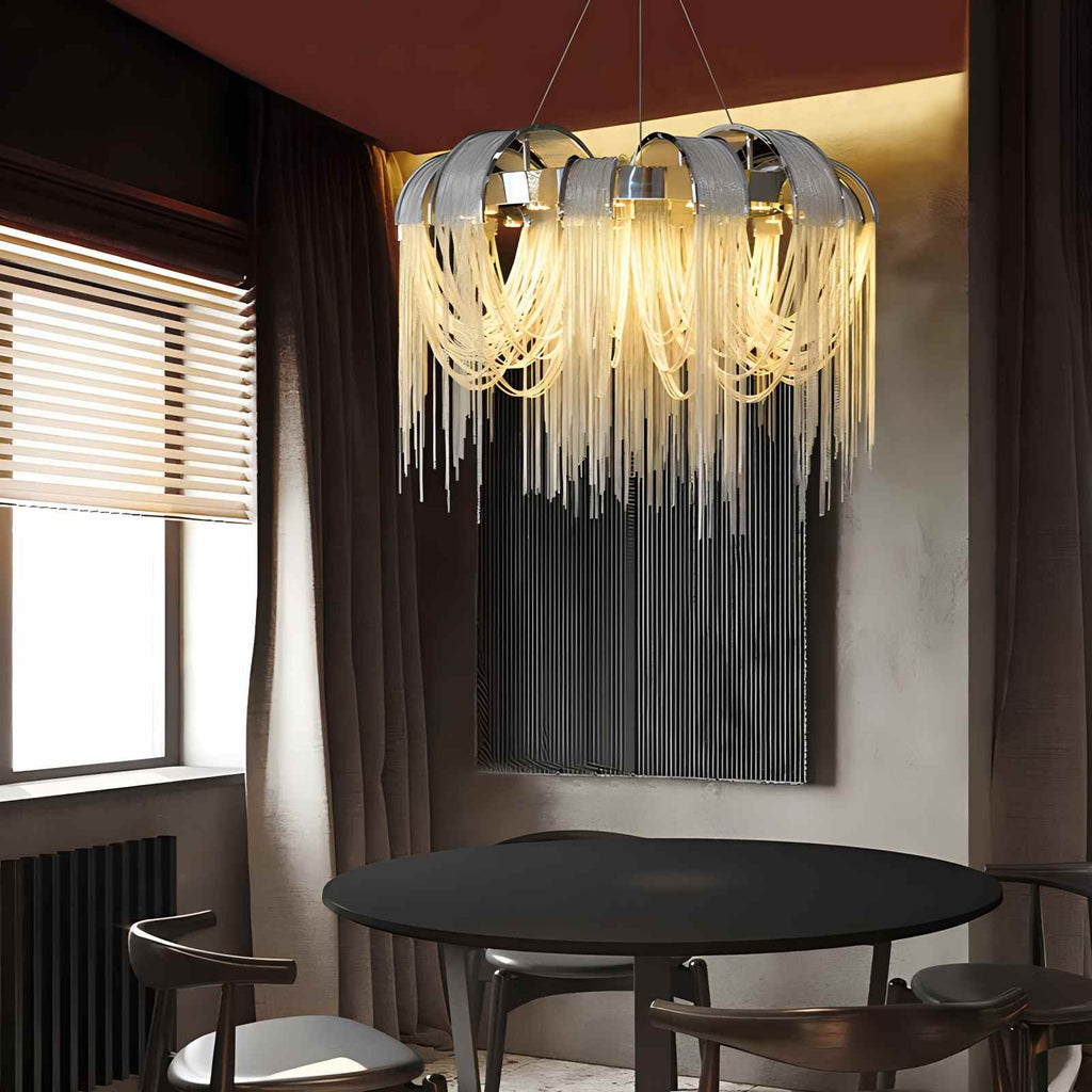 Aluminum Tassel Chandelier for Living Room | Desfino