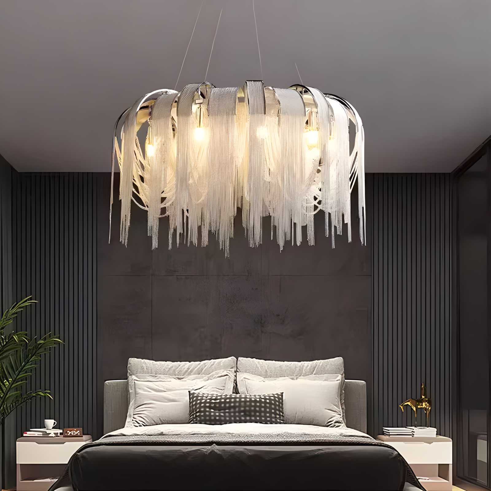 Aluminum Tassel Chandelier for Living Room | Desfino