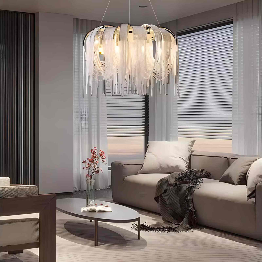Aluminum Tassel Chandelier for Living Room | Desfino