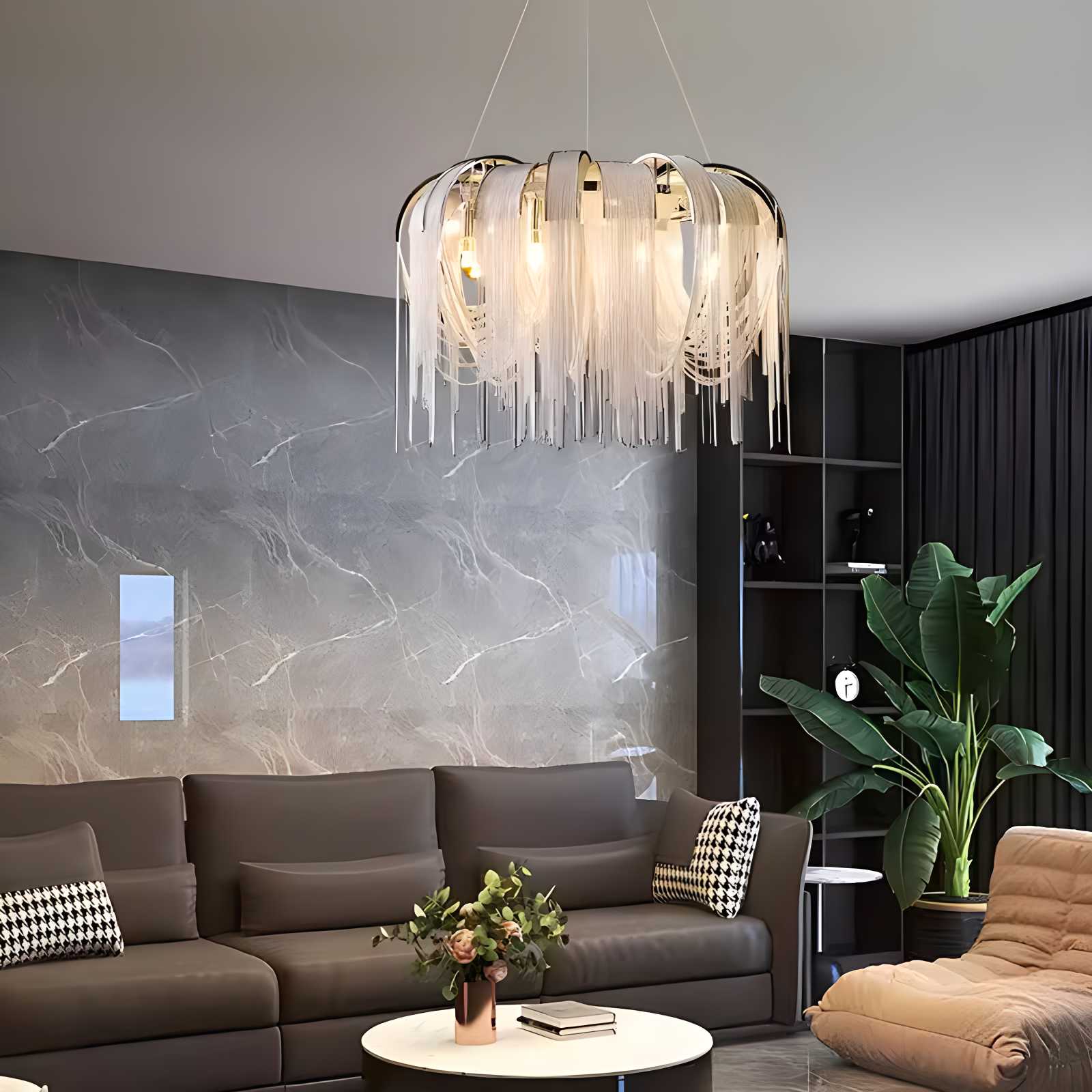 Aluminum Tassel Chandelier for Living Room | Desfino