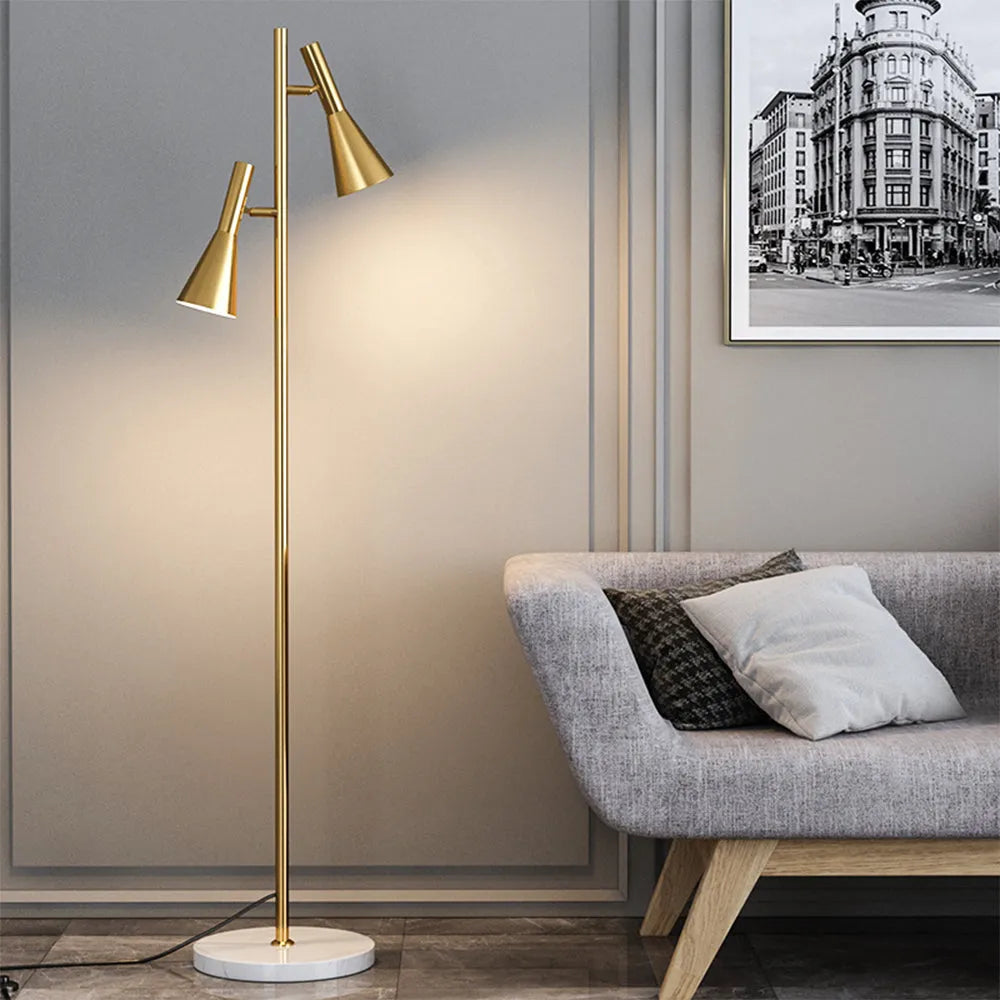 Verstellbare Stehlampe mit 2 Glühbirnen und Stange | Desfino