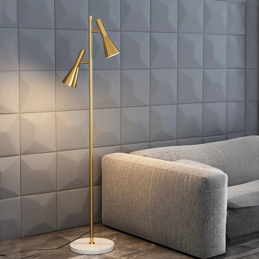 Verstellbare Stehlampe mit 2 Glühbirnen und Stange | Desfino