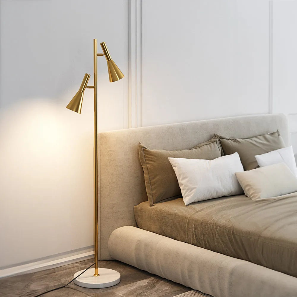 Verstellbare Stehlampe mit 2 Glühbirnen und Stange | Desfino