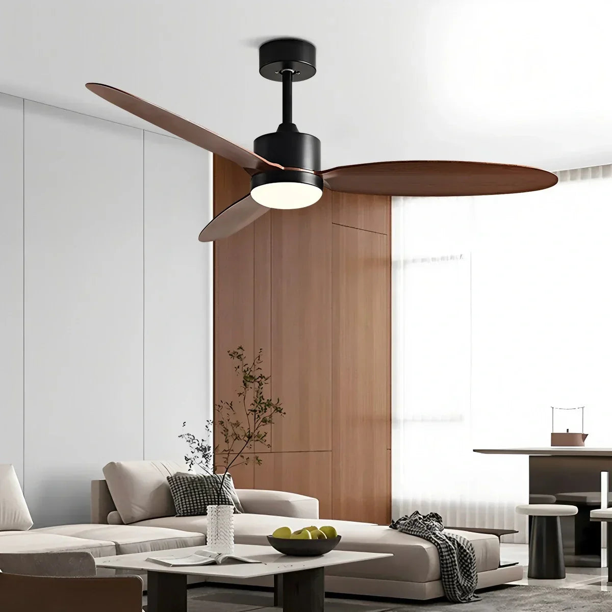 Deckenventilator mit 3 Flügeln und Licht fürs Schlafzimmer | Desfino