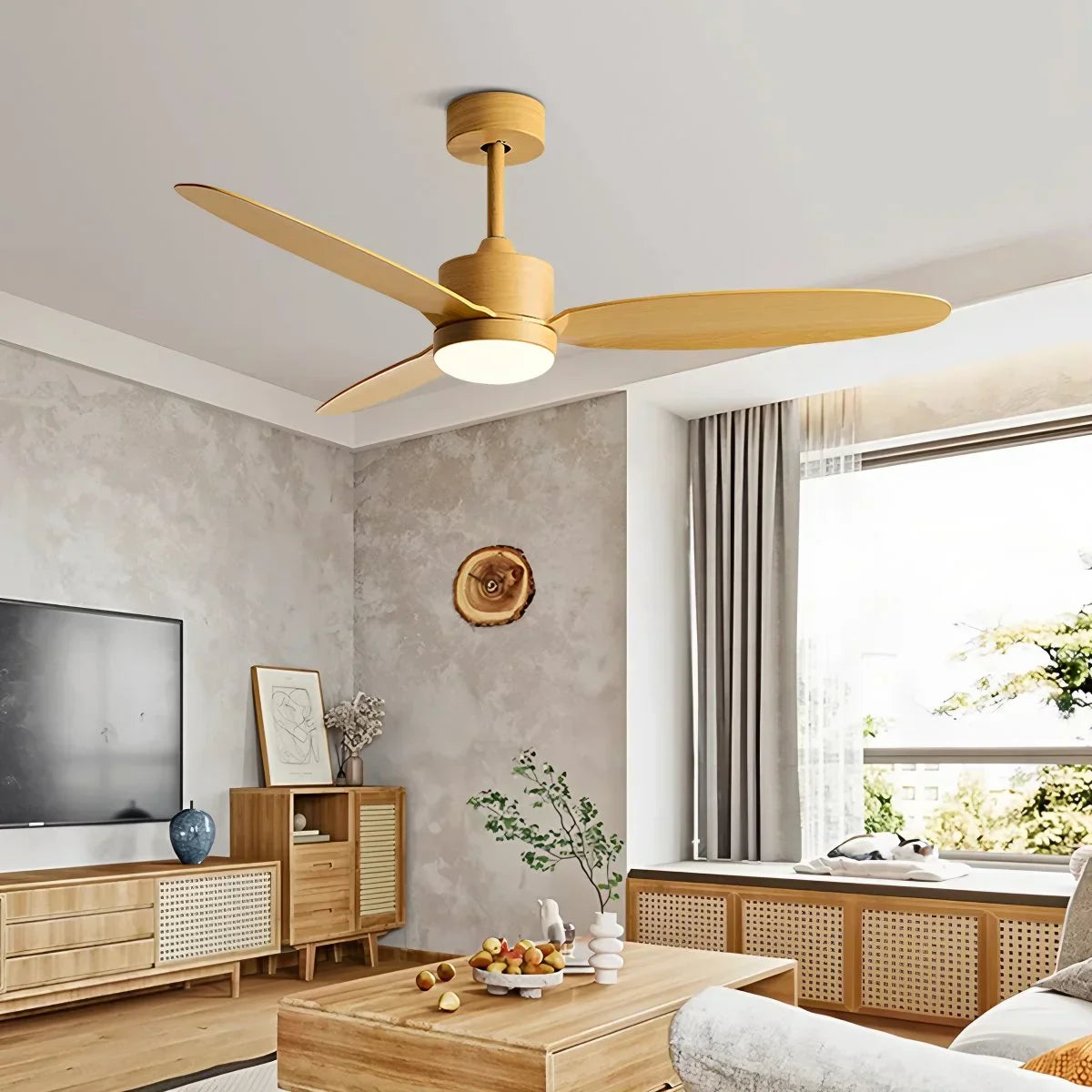 Deckenventilator mit 3 Flügeln und Licht fürs Schlafzimmer | Desfino