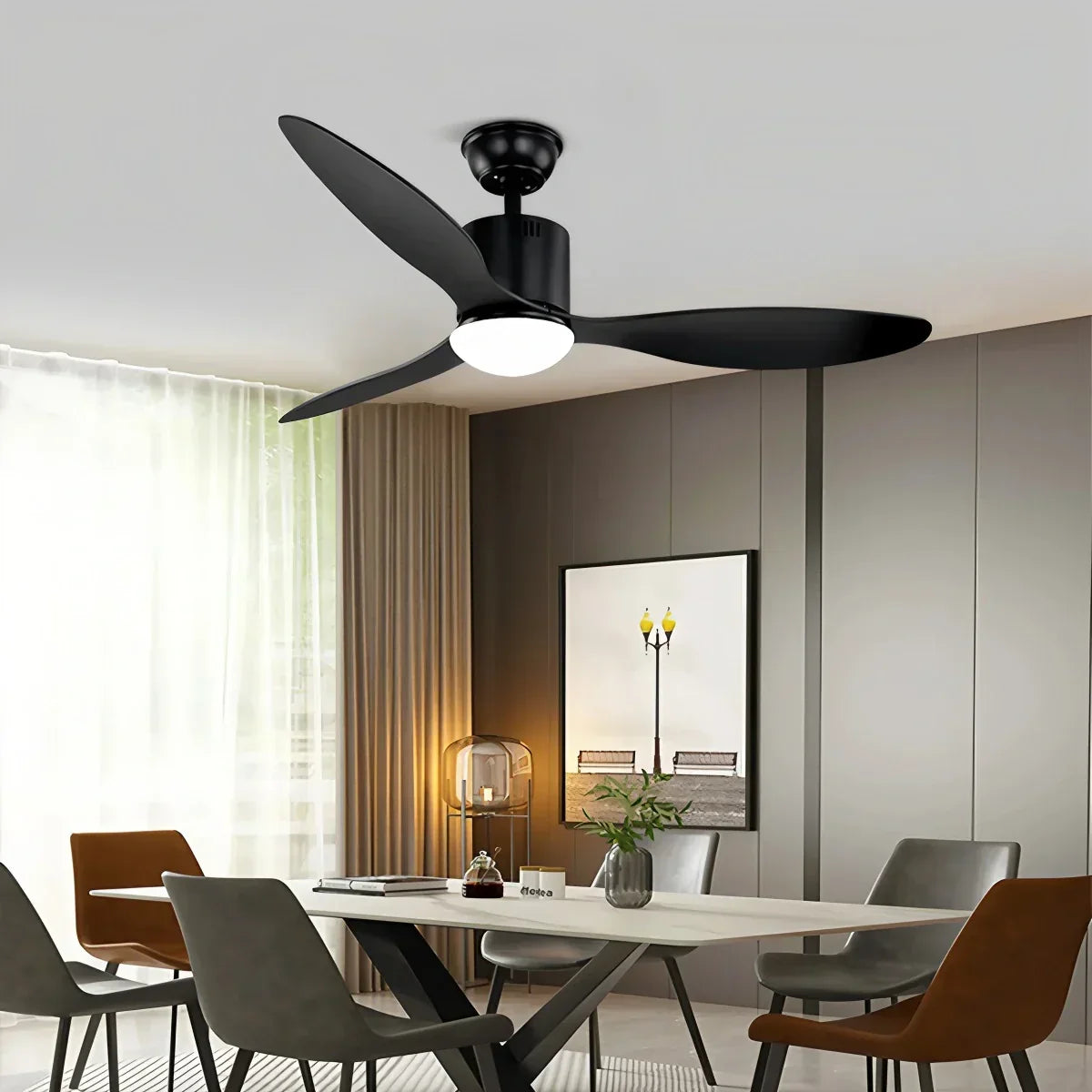 Moderner Deckenventilator mit 3 Flügeln und Licht | Desfino