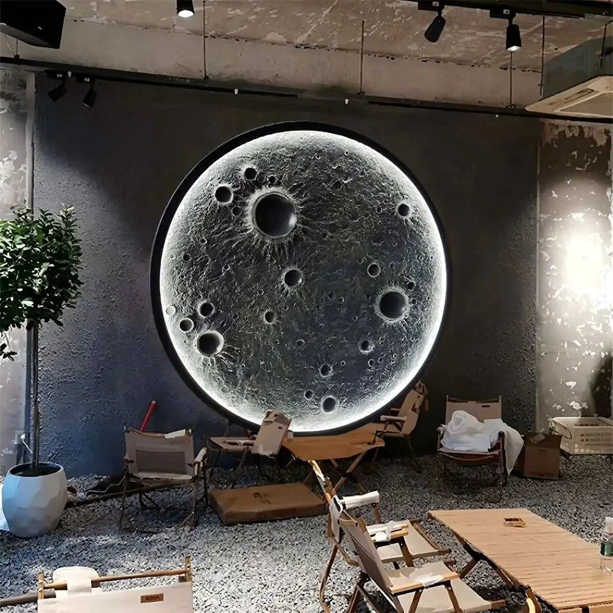 Dekorative 3D-Relief-Wandleuchte in Mondform | Desfino