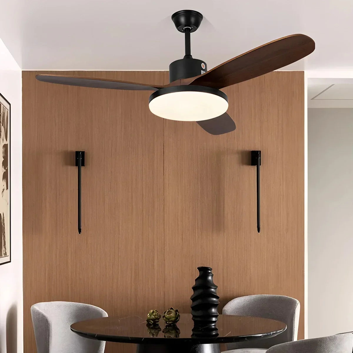 Deckenventilator mit 3 Holzflügeln und Licht | Desfino