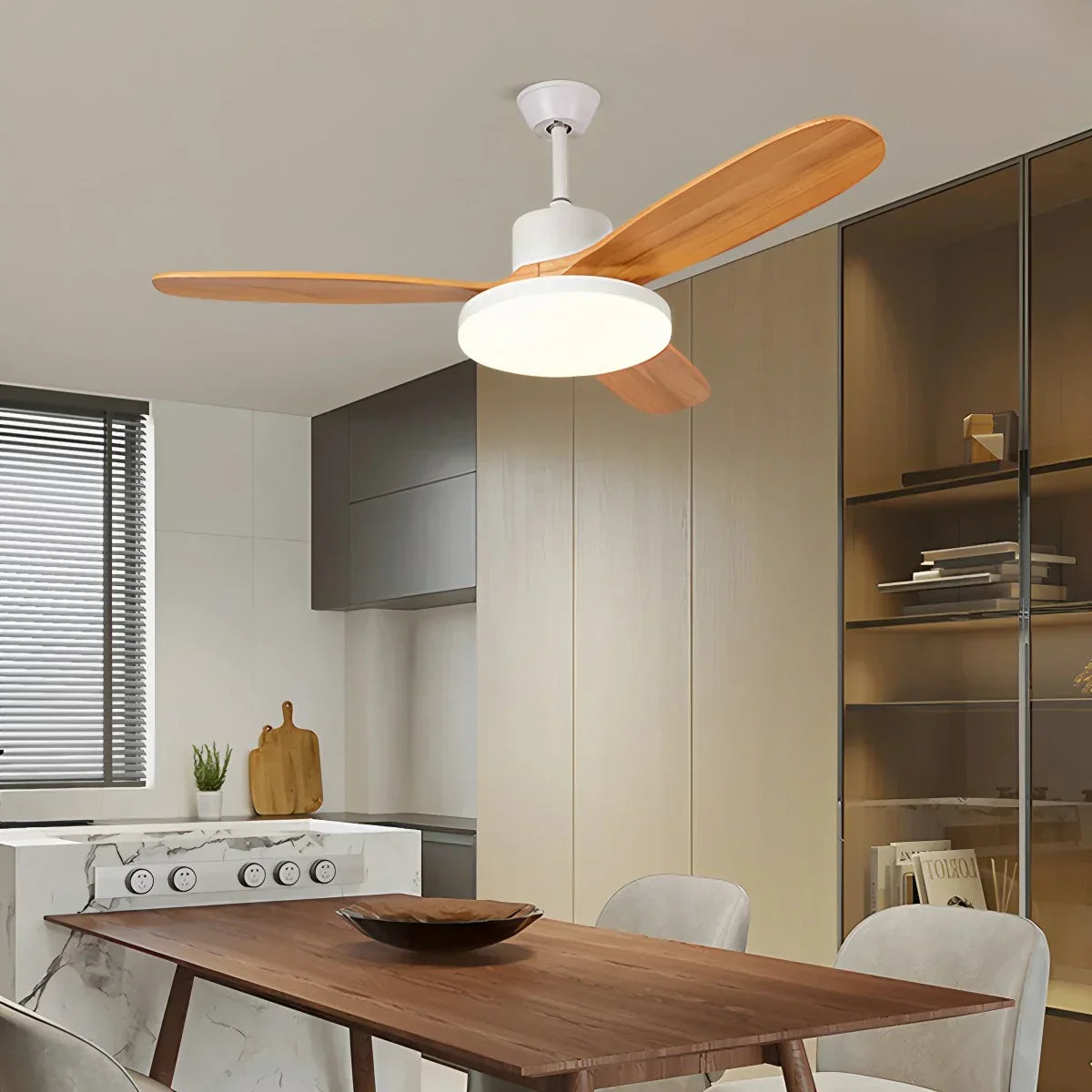 3 Wood Blade Ceiling Fan with Light | Desfino