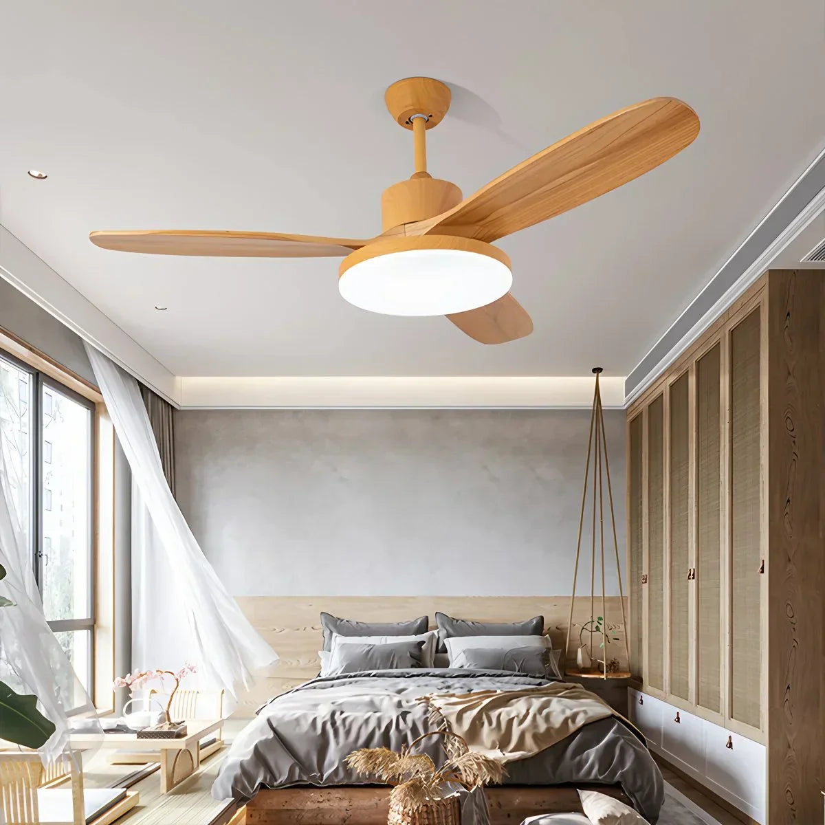 3 Wood Blade Ceiling Fan with Light | Desfino